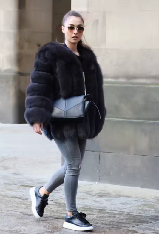 Kožuch Gloria Black Fox Fur Long