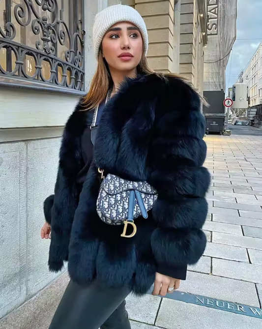 Kožuch Gloria Black Fox Fur Long