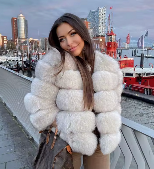 Kožuch Gloria Cream Fox Fur Short